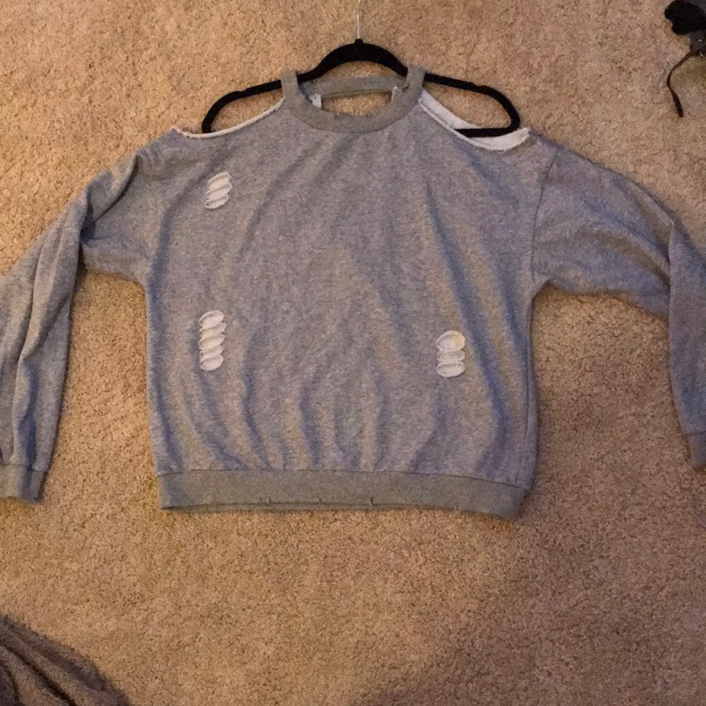 Gray distressed sweatshirt